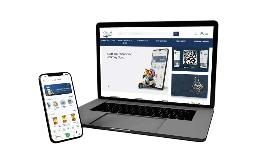 InSoft Online storefront shown on a laptop next to the customer app on a phone