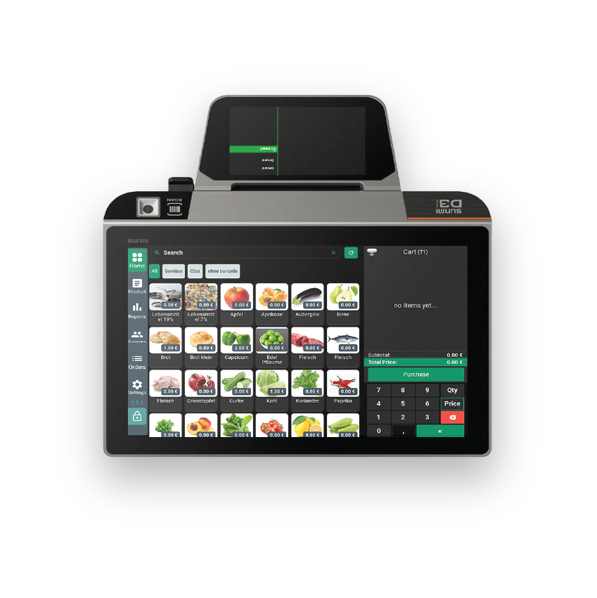 InSoft service POS on a Sunmi Android handheld